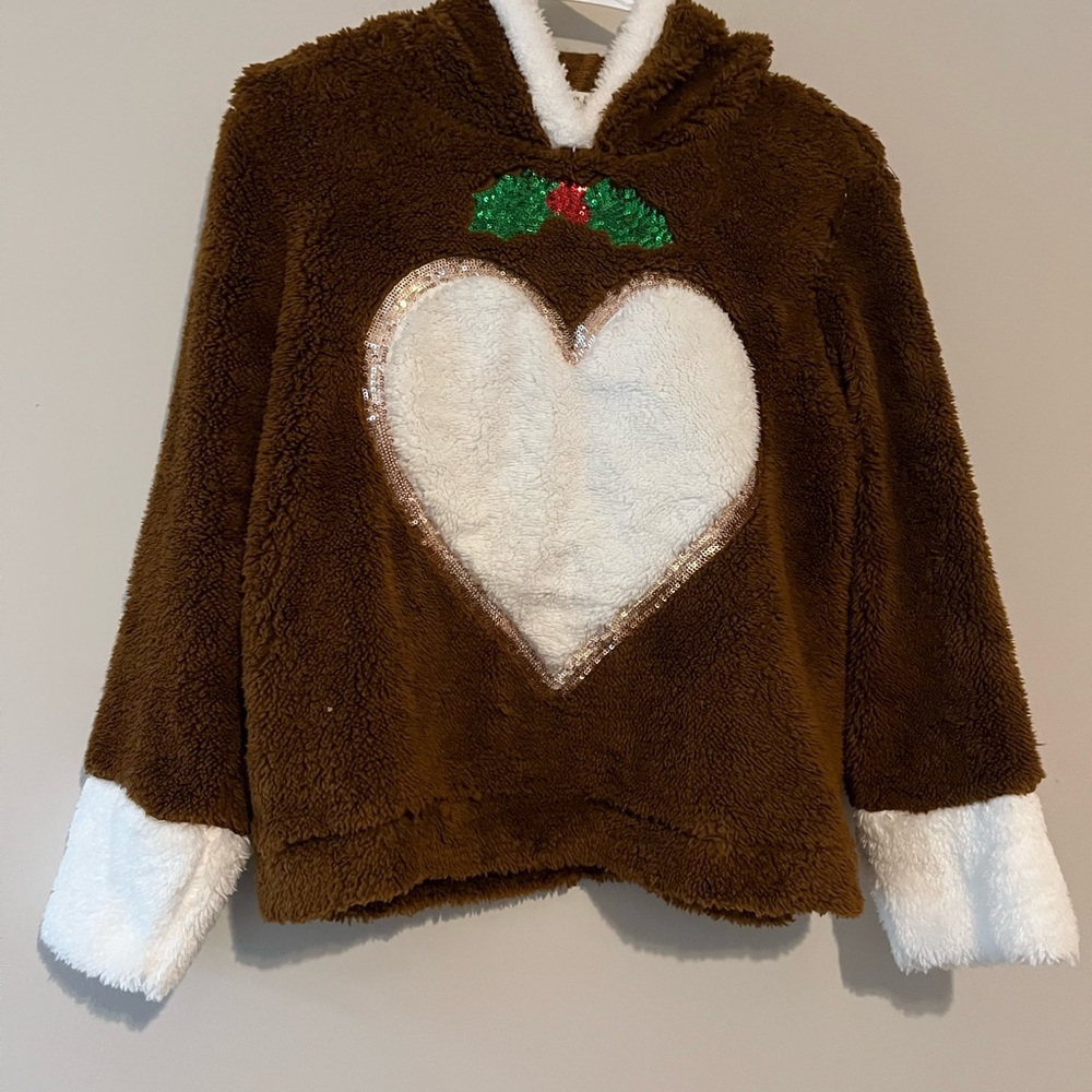 Margaux + Lexi reindeer hoodie sweatshirt girls size L